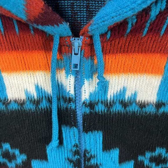 Vtg Artisanias Tuntaquimba Wool Zip Hood Jacket Aztec Southwestern Tribal Print - Picture 5 of 9
